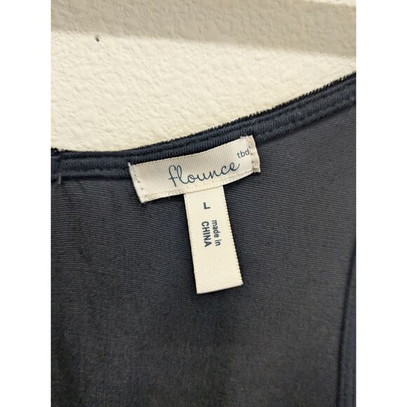 Flouce tbd velvet scoop neck black classy tank top size Large elegant blouse - Picture 6 of 7